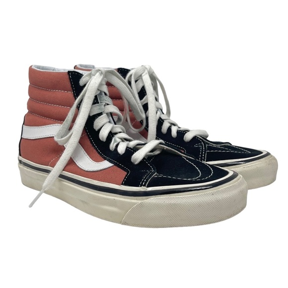 Vans Shoes Womens 8.5 Mens 7 Sk8 Hi 38 DX Pink Black Suede Ultra Cush Anaheim - Picture 1 of 12